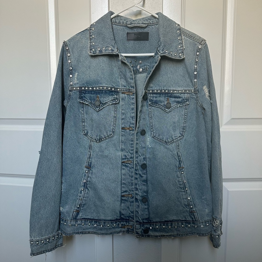 Blank NYC Studded Light Blue Denim Jacket